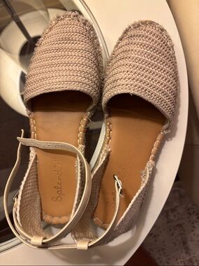 Splendid Cream Crochet Espadrille Flats with Ankle Strap